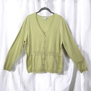 Pendleton‎ Petite Silk Blend Cardigan Sweater Button Front Green XL